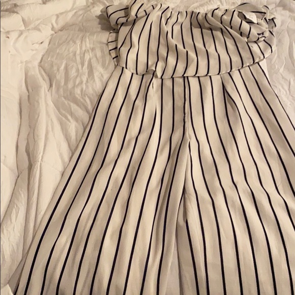 White/Navy Blue Jump Suit - Picture 2 of 2